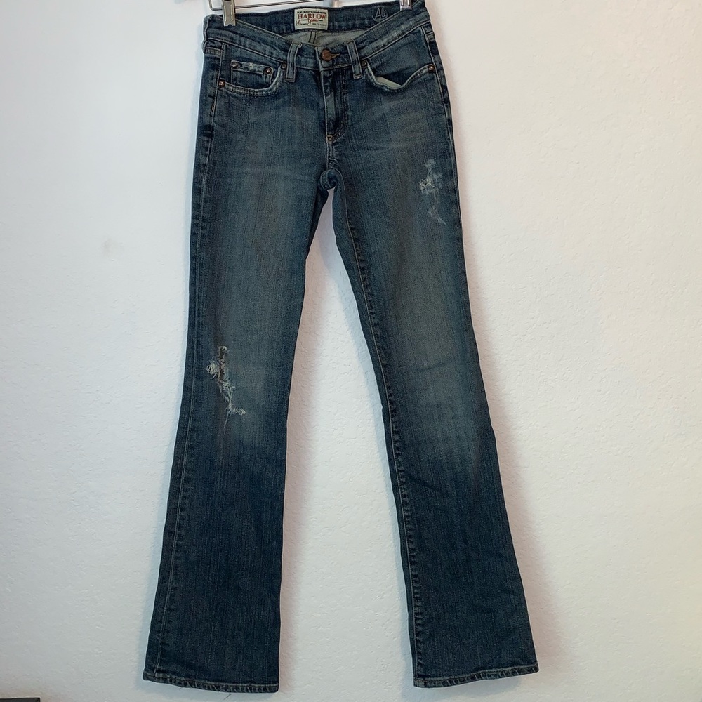 HARLOW ALI BOOTCUT WOMENS DENIM JEANS DISTRESSED LOW RISE SIZE 25